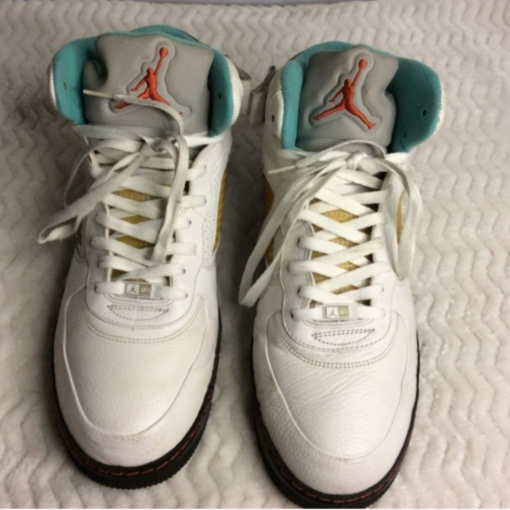 Nike Air Jordan Fusion 5 Men's White Miami Dolphins Colorway High Top Size 14